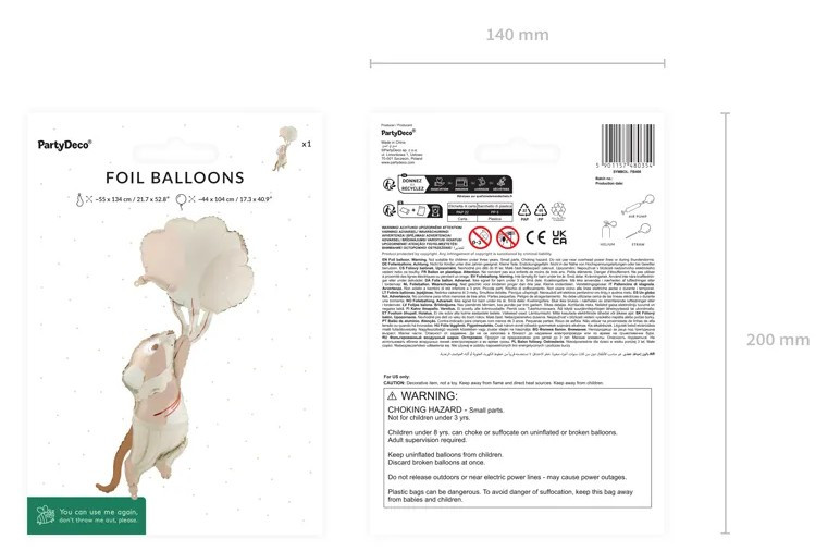 Balon foliowy Myszka z balonami 44x104cm FB408 PartyDeco